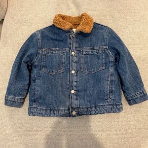 Zara Kids Blue Denim Jacket with Brown Collar